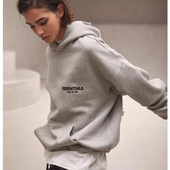 ESSENTIALS FEAR FOG GOD DARK OATMEAL PULLOVER HOODIE SIZE M - Picture 8 of 9